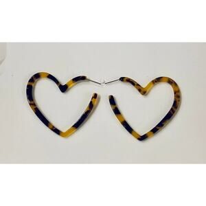 Tortoise Shell Heart Acrylic Hoop Earrings